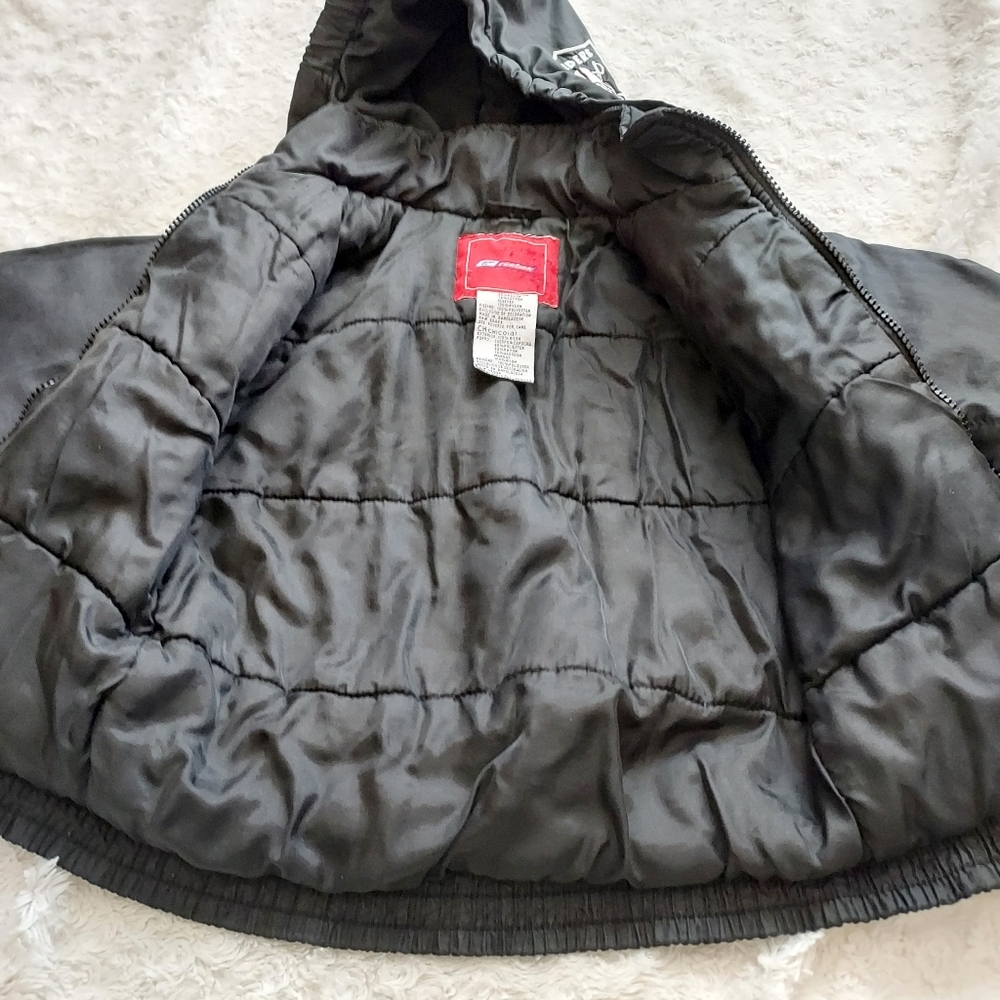 Reebok Raiders Black Zip Up Puffer Jacket with Hood - Kids Size 4 - Picture 8 of 10